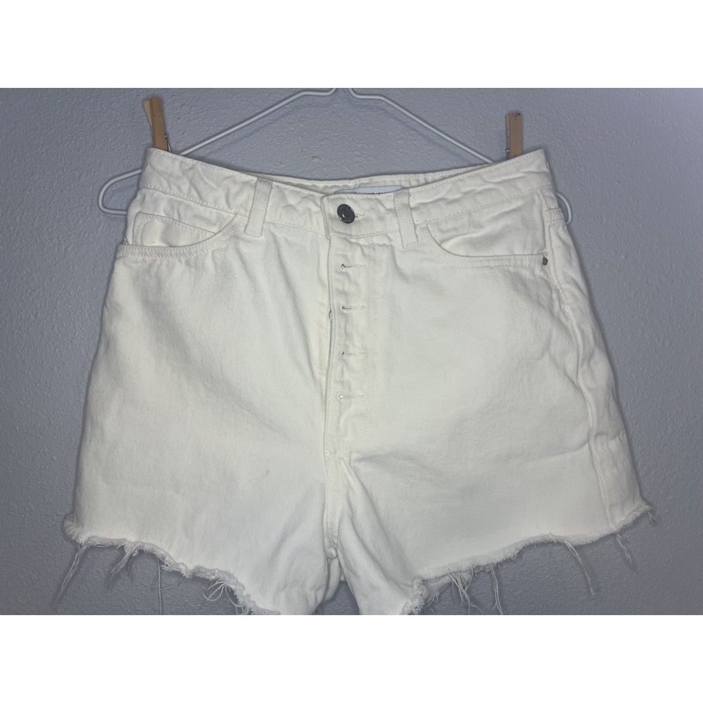 Zara White Denim Shorts Women's 4 High Waisted Distressed Bottoms